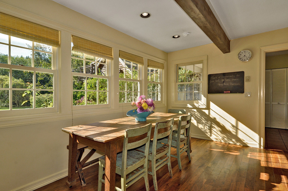 Photo of a farmhouse dining room in Seattle.