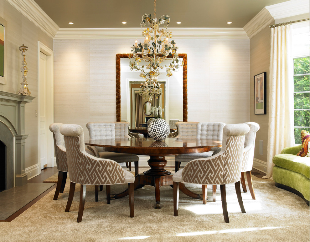 Design ideas for a classic enclosed dining room in New York with beige walls.