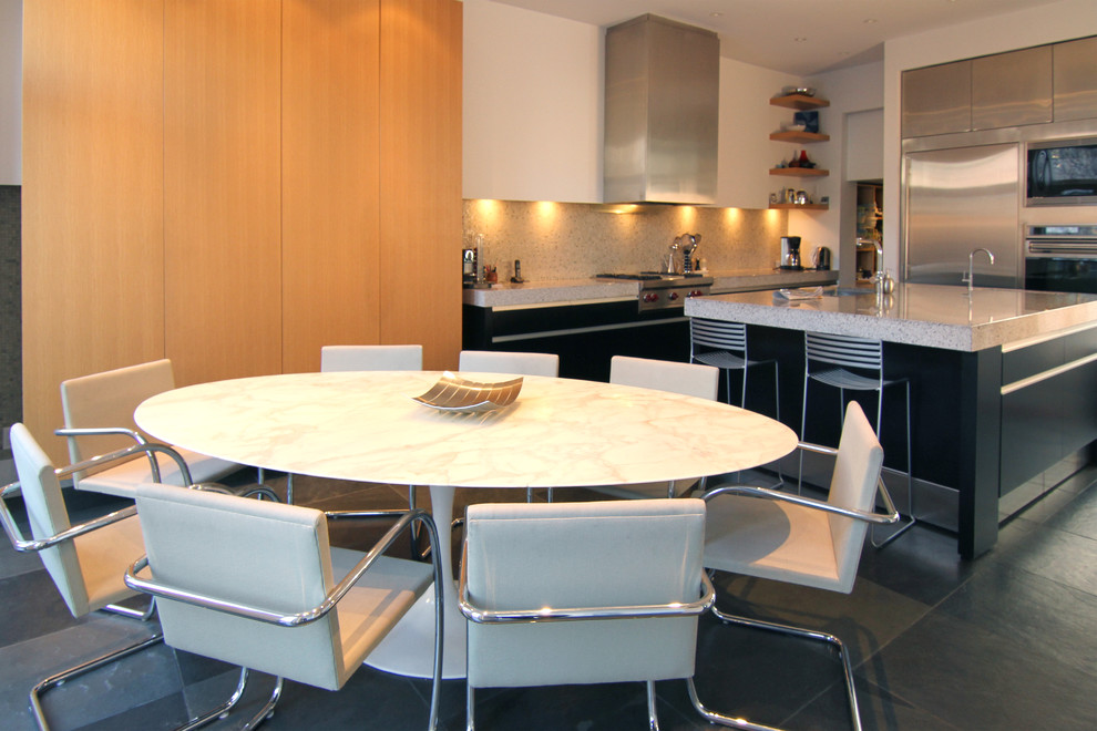 Example of a minimalist dining room design in Toronto