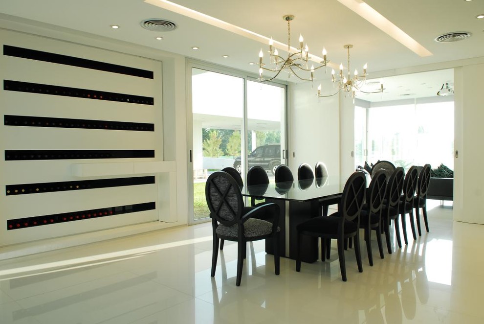 Example of a minimalist dining room design in Other