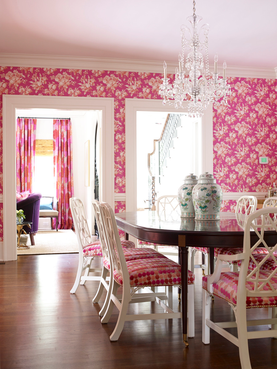 light pink dining room