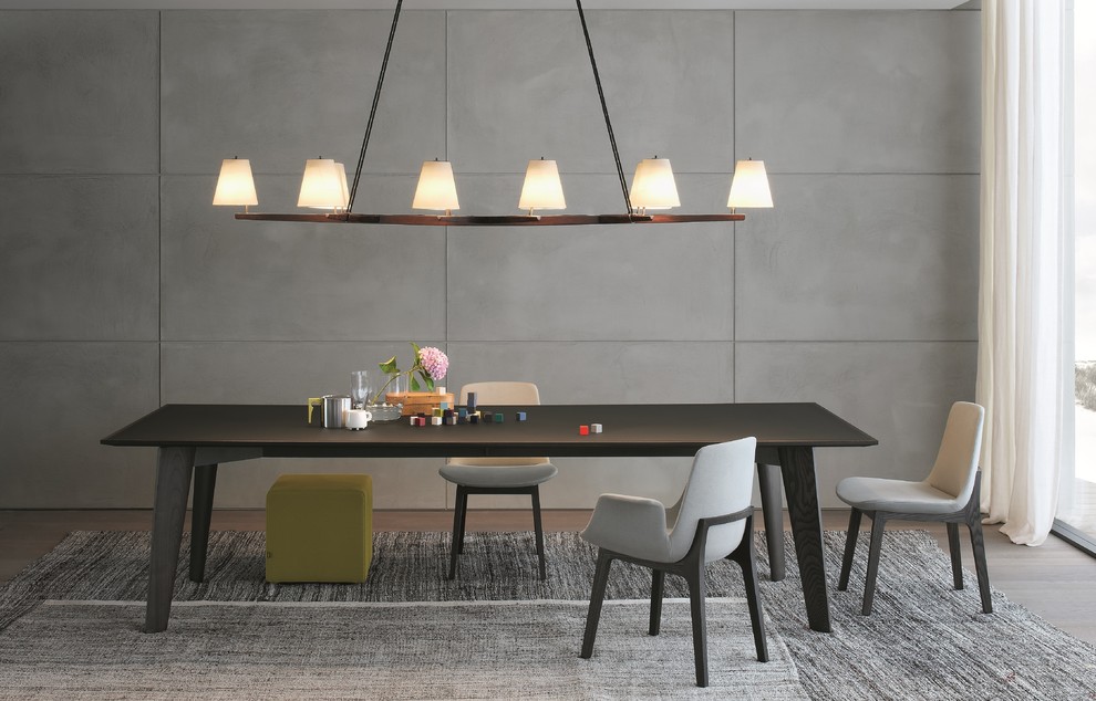 Dining room - contemporary dining room idea in Sydney with gray walls