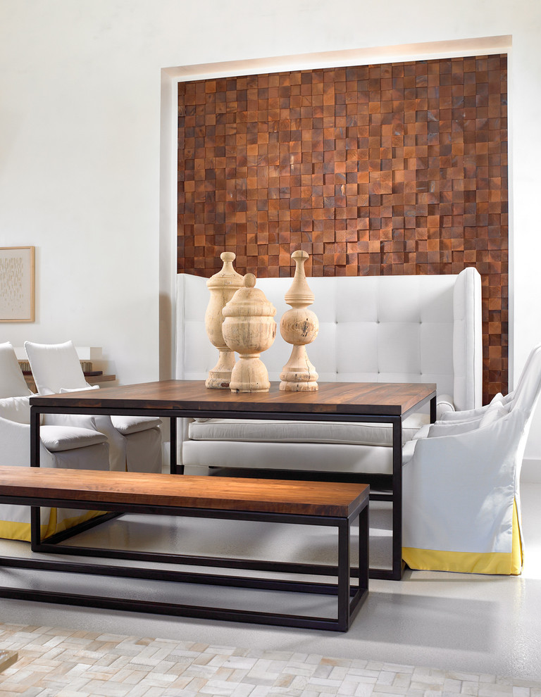 Trendy dining room photo in Nashville with white walls