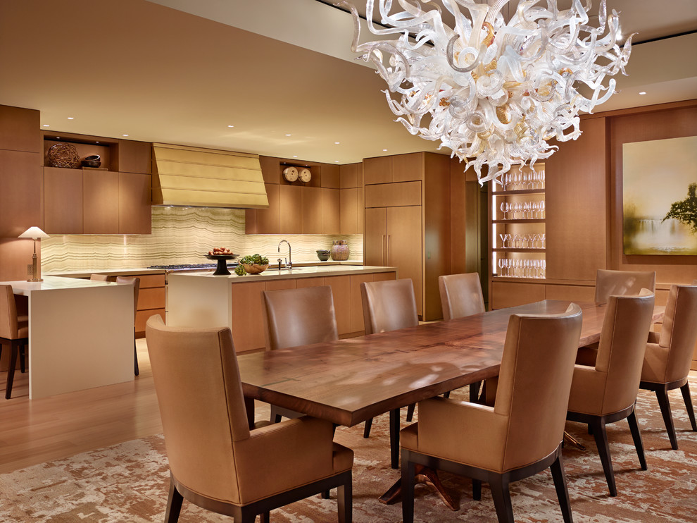 This is an example of a contemporary kitchen/dining room in Seattle.