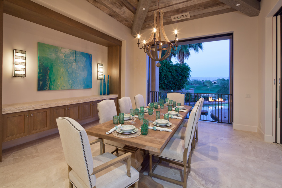 Dining room - transitional dining room idea in Orange County with beige walls