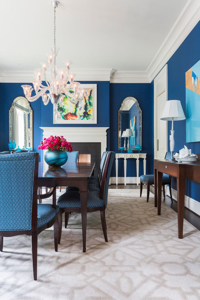 Example of a transitional dining room design in Houston