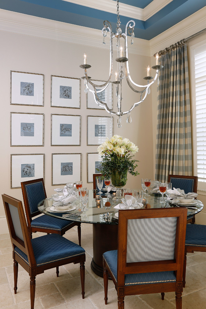 Inspiration for a classic dining room in Miami with beige walls.
