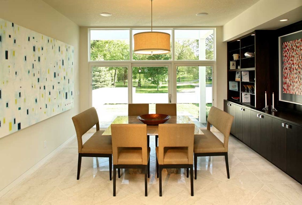 Design ideas for a modern dining room in Minneapolis.