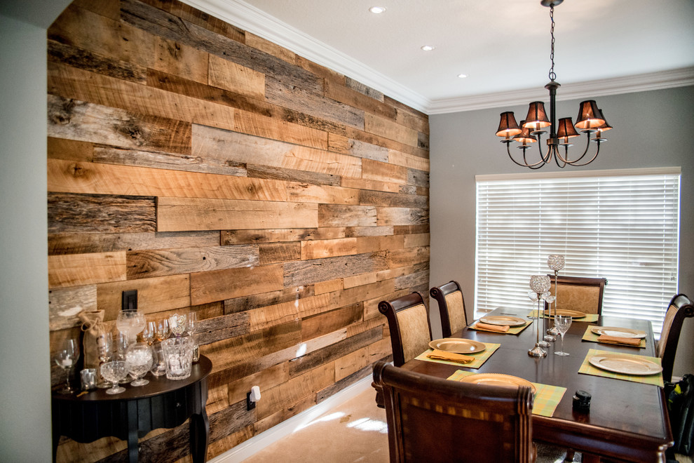Barn Wood Accent Wall In Dining Room