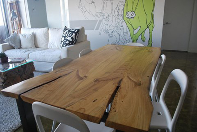 Reclaimed Elm Live Edge Slab Dining Table Modern Dining Room