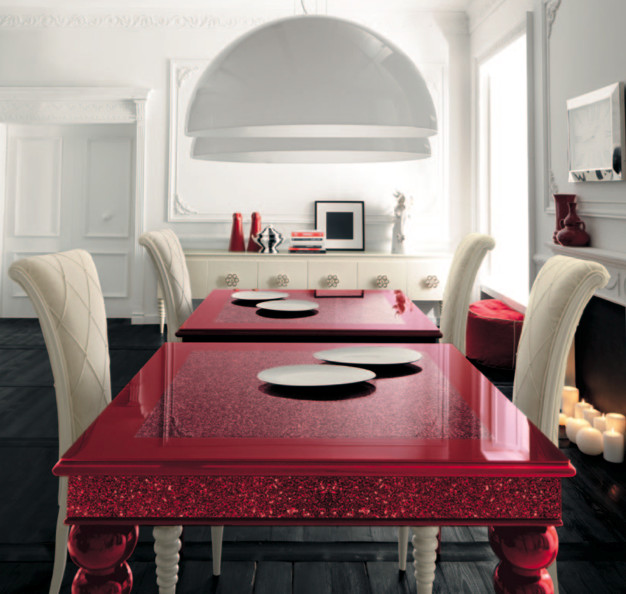 Altamoda Contemporary Dining Room, Red And White Dining Room Ideas