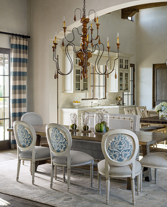 Inspiration for a classic kitchen/dining room in Phoenix with beige walls, medium hardwood flooring and no fireplace.