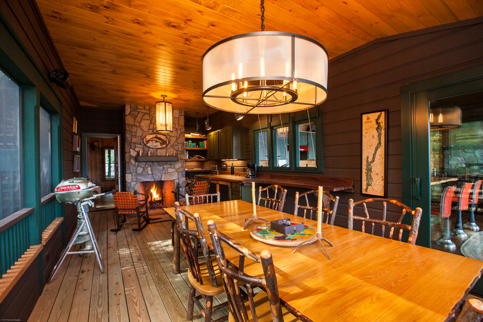 Photo of a rustic dining room in Boston.