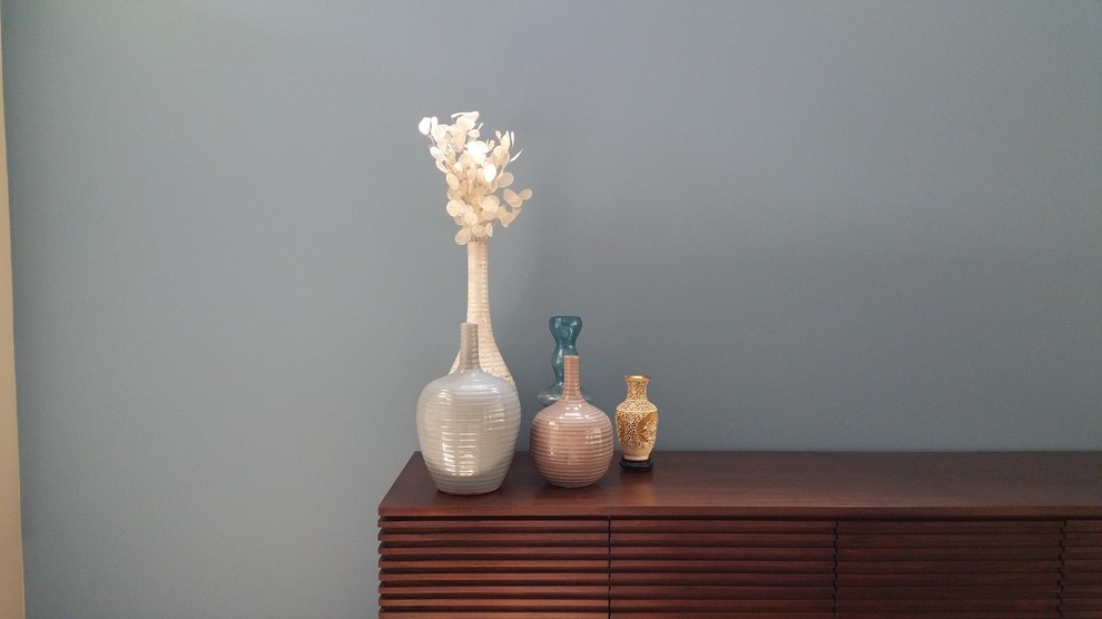 residential home, walnut media center, server table,and dinning table