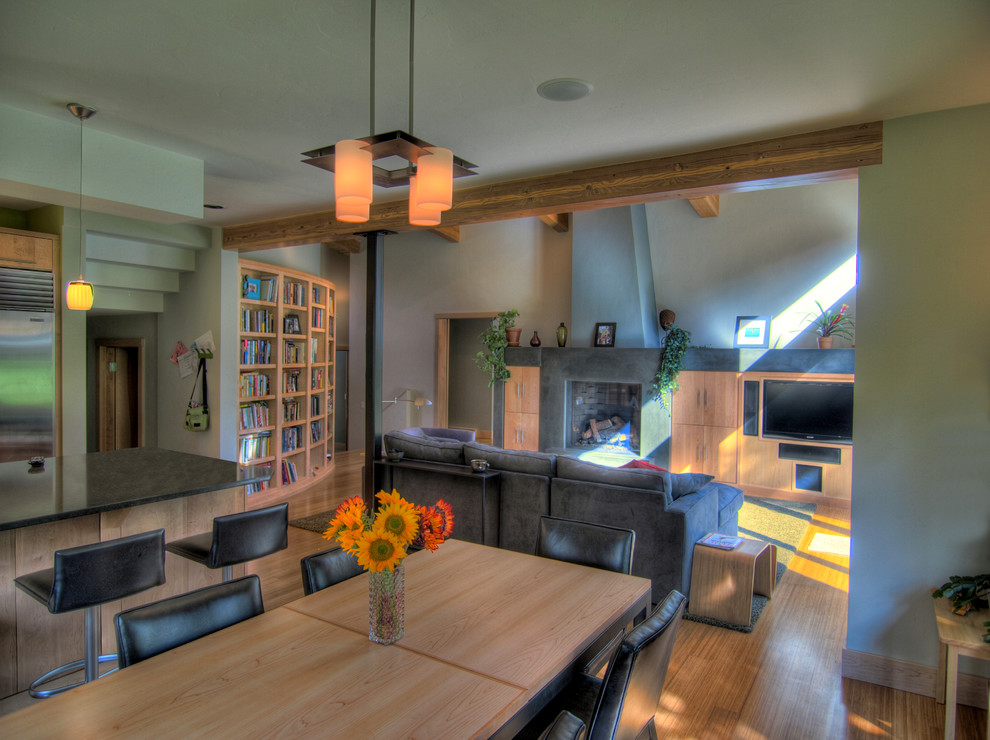 Example of a trendy dining room design in Denver