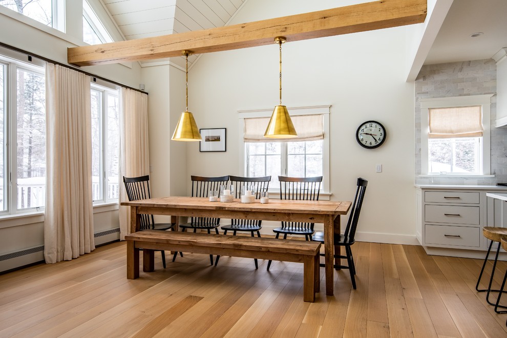 Ripplefold Drapery With Flat Roman Shades Farmhouse Dining Room Burlington By Chrisandras Interiors