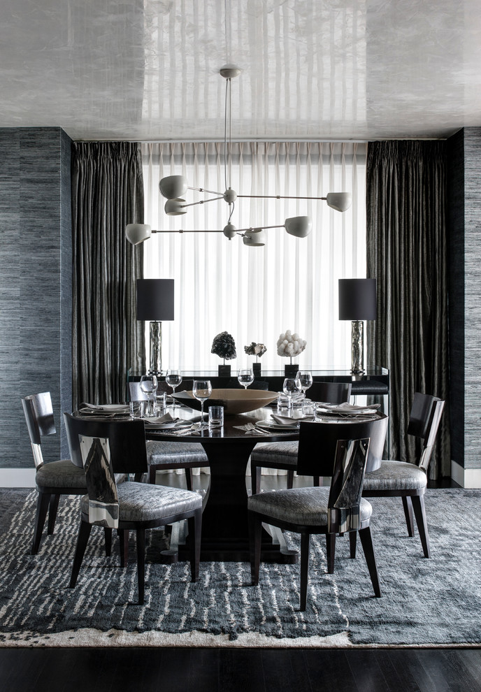 Inspiration for a modern dark wood floor dining room remodel in Boston