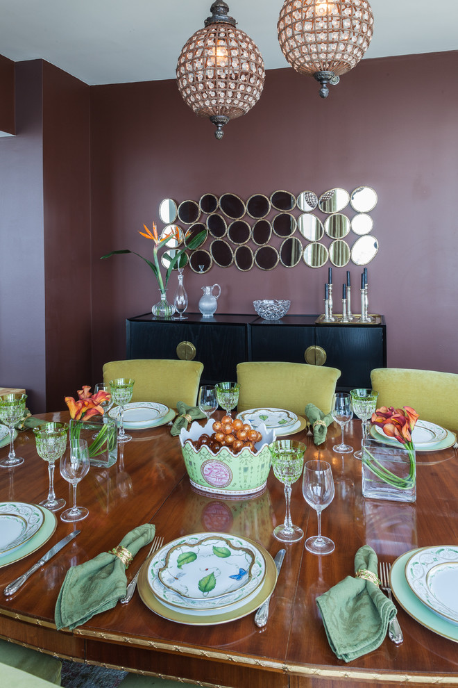 Example of an eclectic dining room design in New York