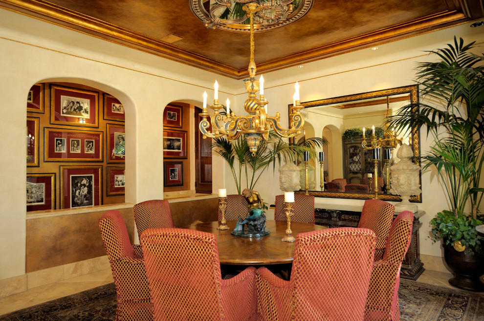 Photo of a traditional enclosed dining room in San Diego with beige walls.