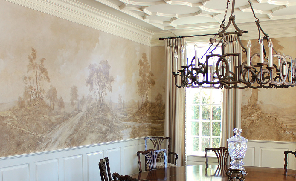 Photo of a medium sized classic enclosed dining room in Chicago with beige walls.