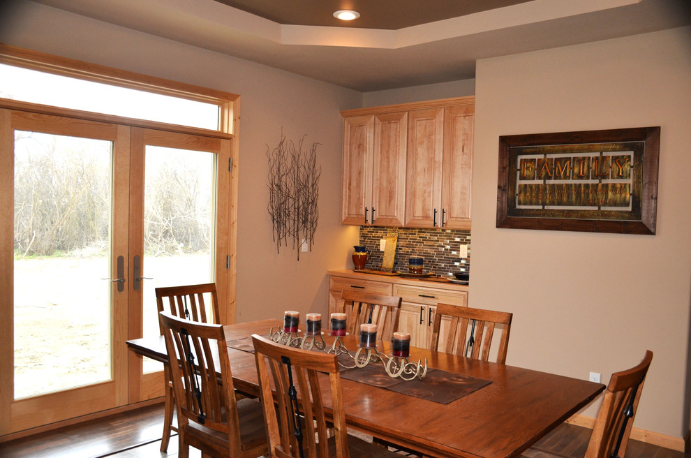 Photo of a medium sized rustic kitchen/dining room in Minneapolis with beige walls.