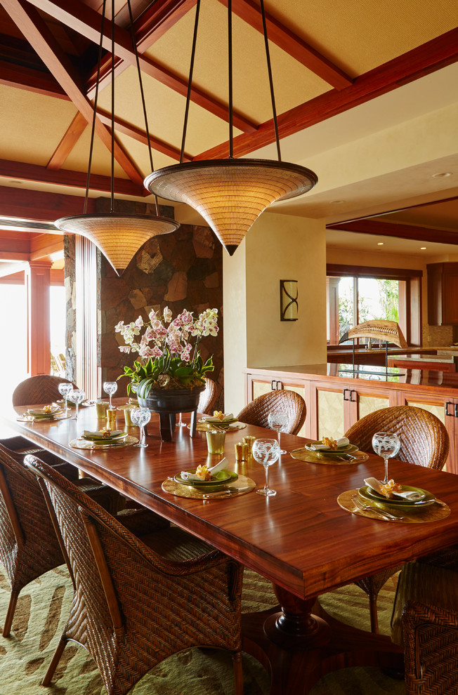 This is an example of a world-inspired dining room in Hawaii.