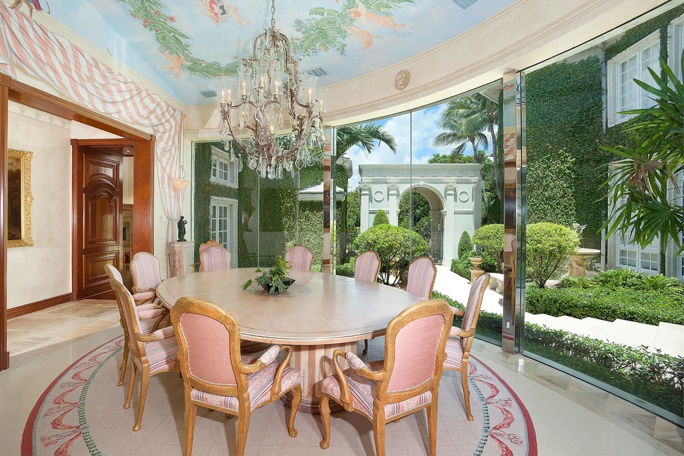 Inspiration for a mediterranean enclosed dining room in Miami.