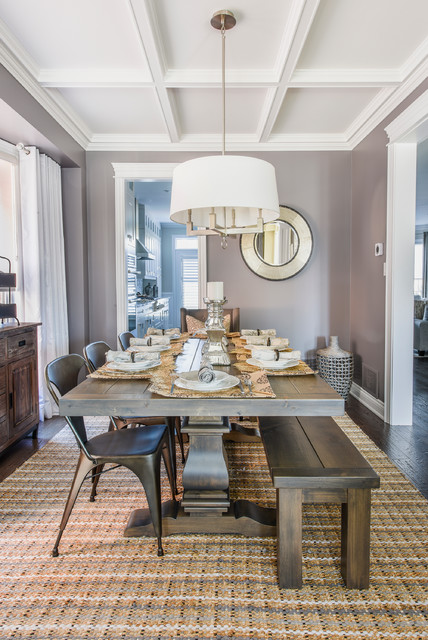 Rustic And Neutral Dining Room Full Of Texture And Depth - Transitional