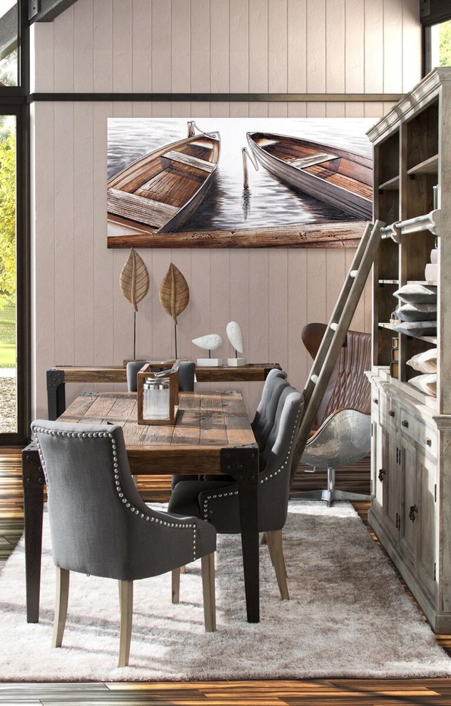Inspiration for a rustic open plan dining room in Melbourne.
