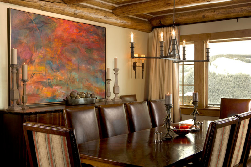 Inspiration for a rustic dining room remodel in Denver