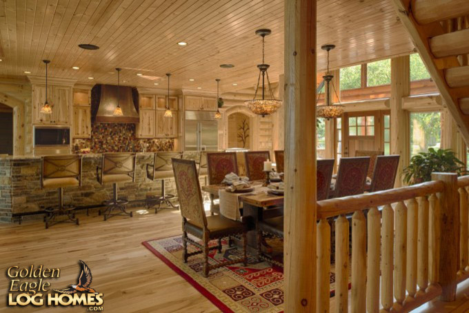 Inspiration for a large rustic dining room in Other.