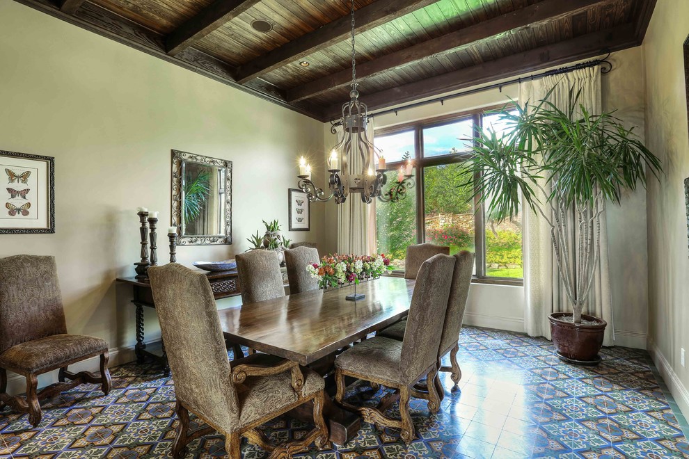 Inspiration for a mediterranean dining room in Austin.