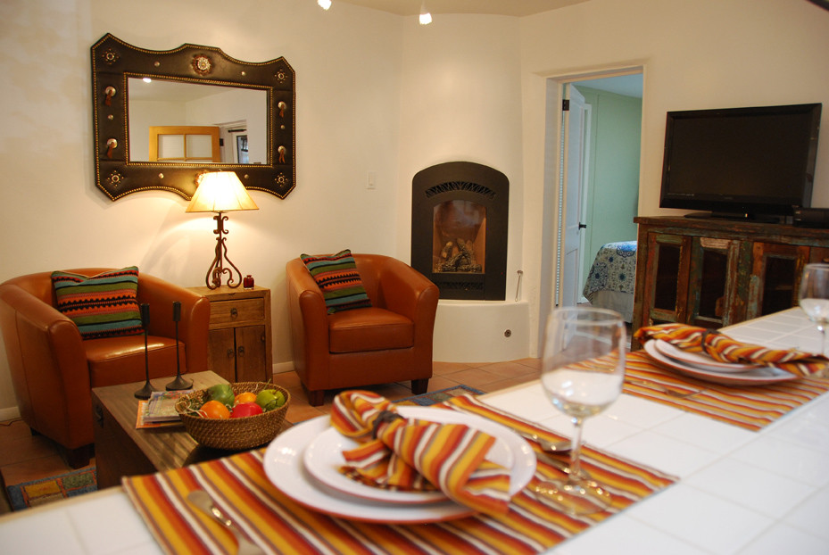This is an example of a mediterranean dining room in Albuquerque.