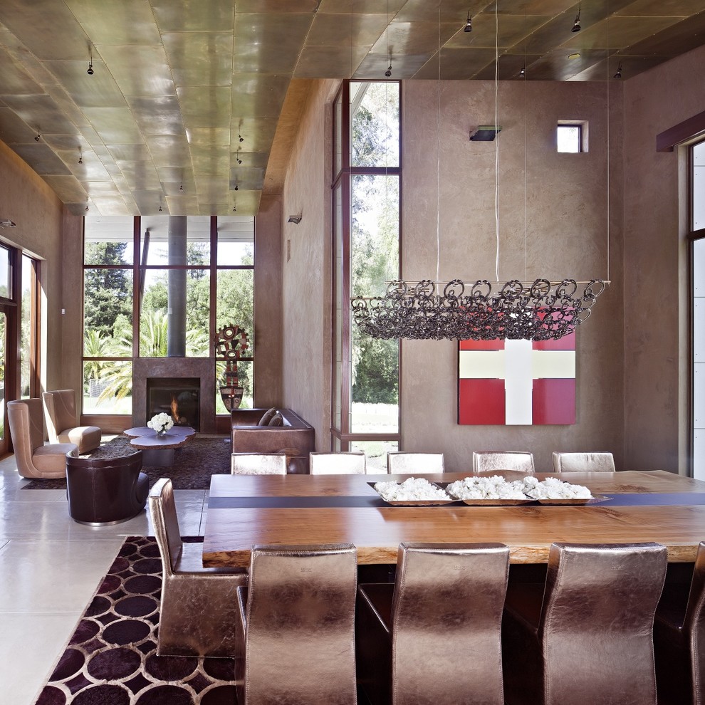 Dining room - contemporary concrete floor dining room idea in San Francisco