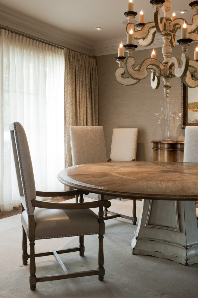 This is an example of a medium sized classic dining room in Other with beige walls and no fireplace.