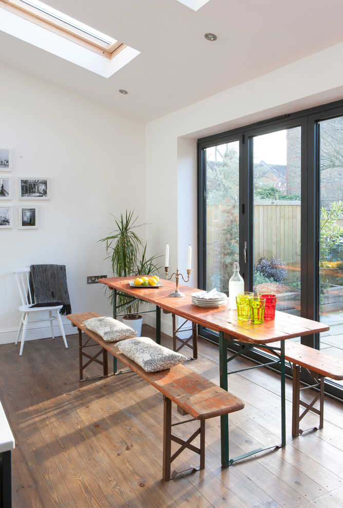 Photo of a medium sized scandi kitchen/dining room in London.