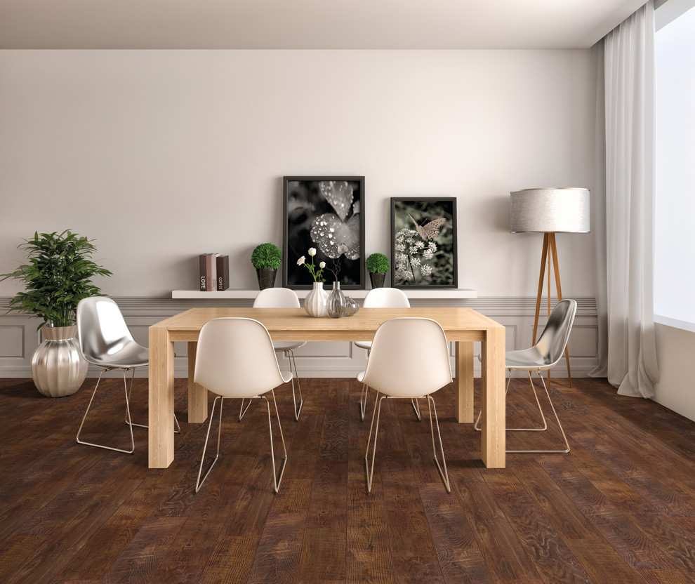 Inspiration for a scandinavian vinyl floor dining room remodel in Other