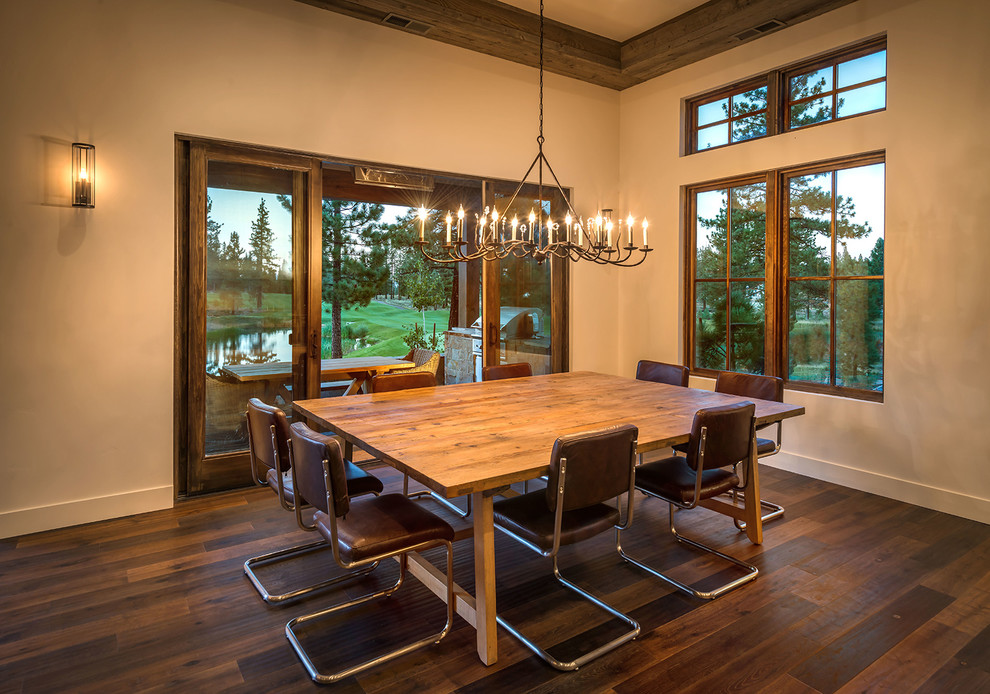 Example of a mountain style dining room design in Sacramento