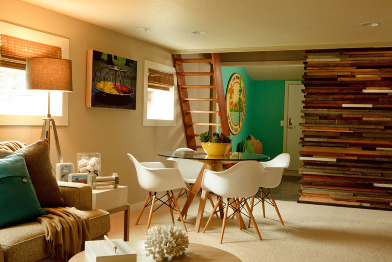 Beach style dining room photo in Portland