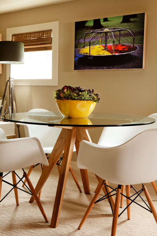 Example of a beach style dining room design in Portland