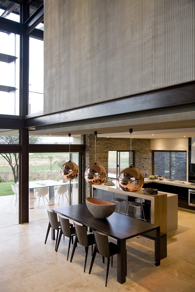 Свежая идея для дизайна: кухня-столовая в современном стиле - отличное фото интерьера