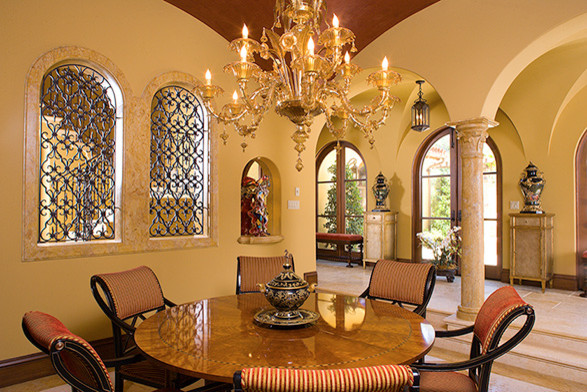Design ideas for a mediterranean dining room in Orange County.