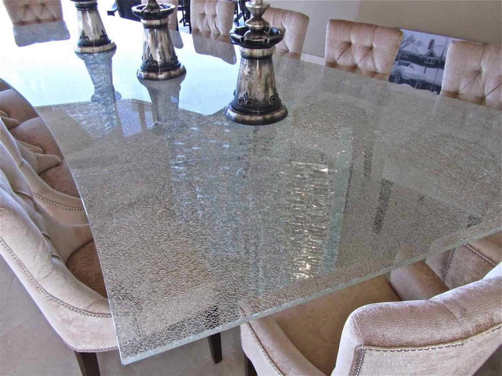 Shattered Glass Table Top Contemporary Dining Room Other By Sans Soucie Art Glass Houzz