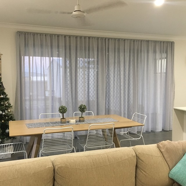 Sheer Curtains DIY with iseekblinds Modern Dining Room