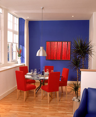 Modern dining room in London.
