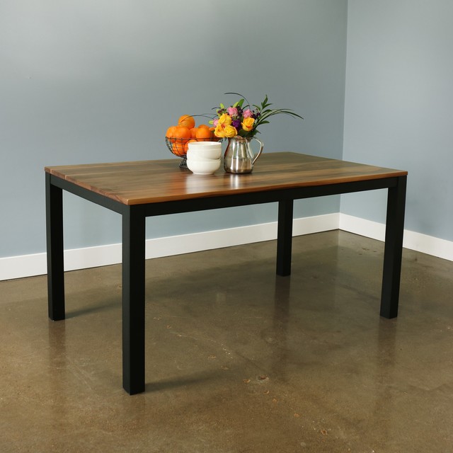 Sierra Indoor Dining Table Textured Black Steel Frame w/ Chocolate