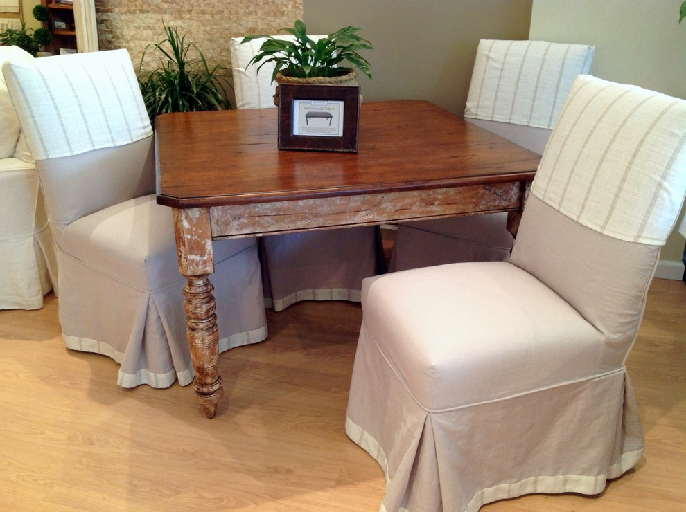 Slipcovered ParsonsDining Chairs Farmhouse Dining Room Los