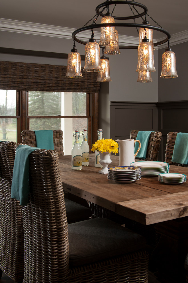 Inspiration for a rustic dining room in Detroit.