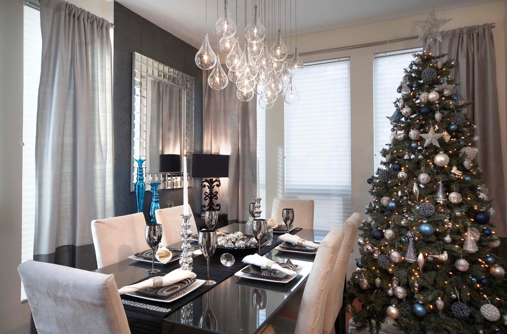 Trendy dining room photo in Toronto with gray walls