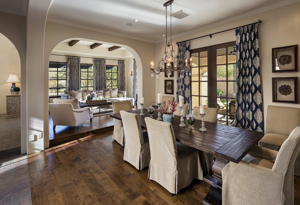 Inspiration for a classic dining room in Phoenix with feature lighting.